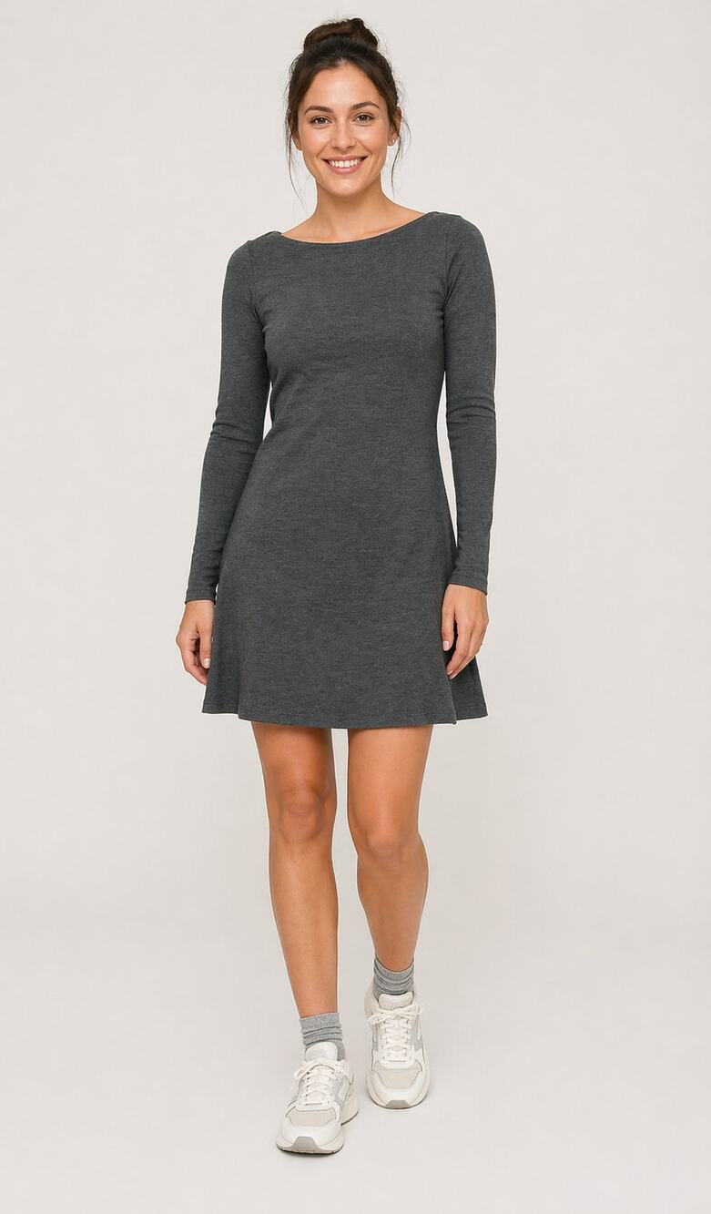 Toad & Co Intermezzo Long Sleeve Dress Dark Graphite Womens Medium New